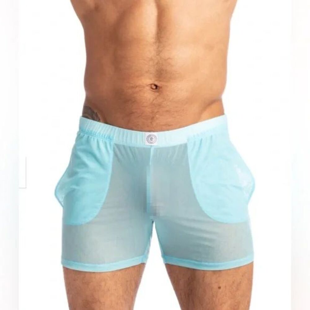Mens L'Homme Invisible Paris Lounge Shorts in Aqua or Caprera - Sm or Med NWT - Picture 4 of 15